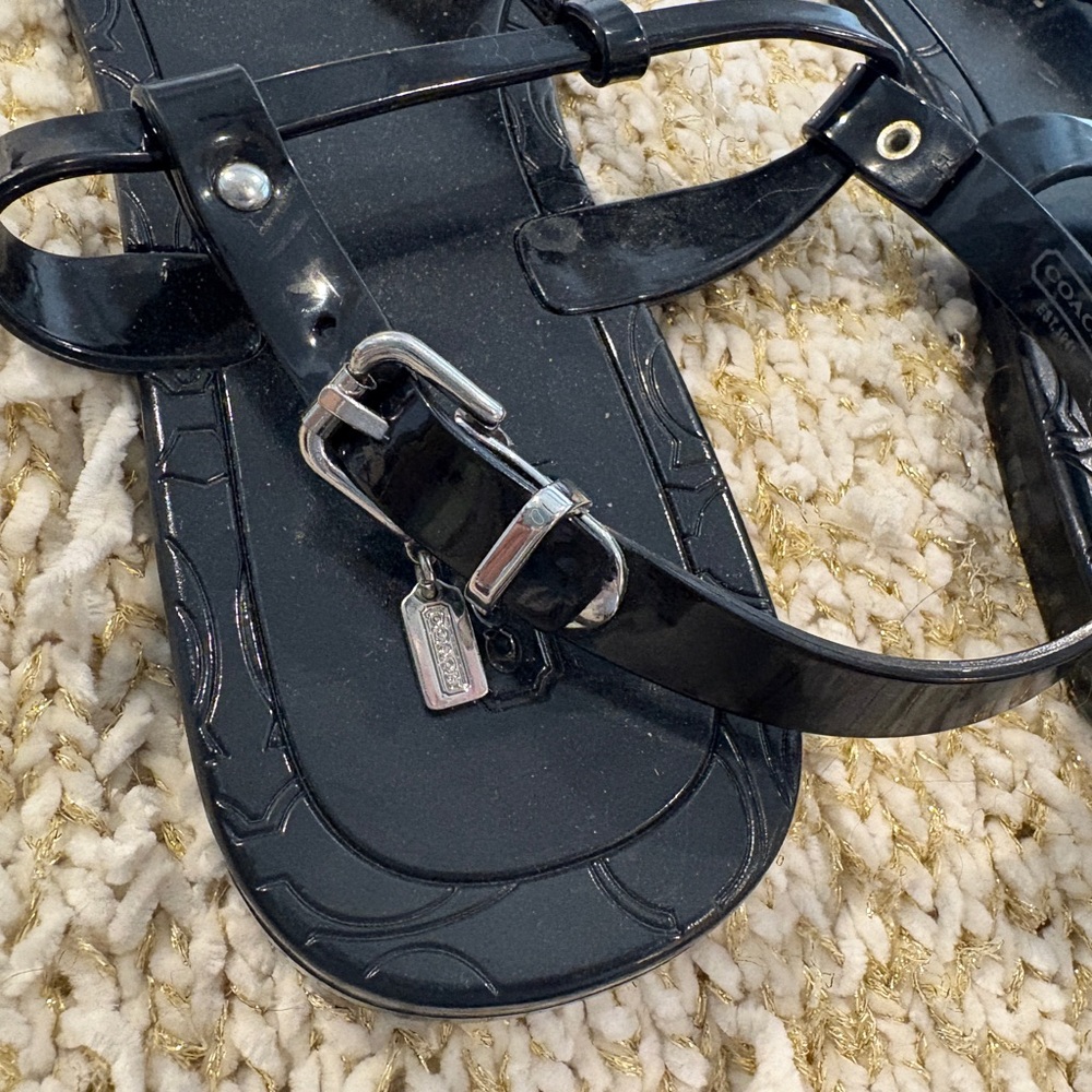 Coach Black Sandals with Silver Details - Picture 4 of 9